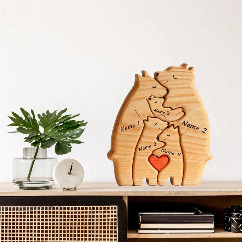 Custom Wooden Bear Family Name Puzzle