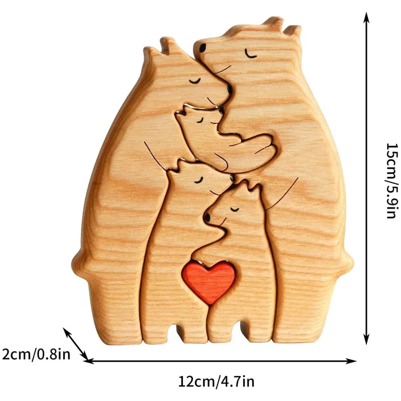 Custom Wooden Bear Family Name Puzzle