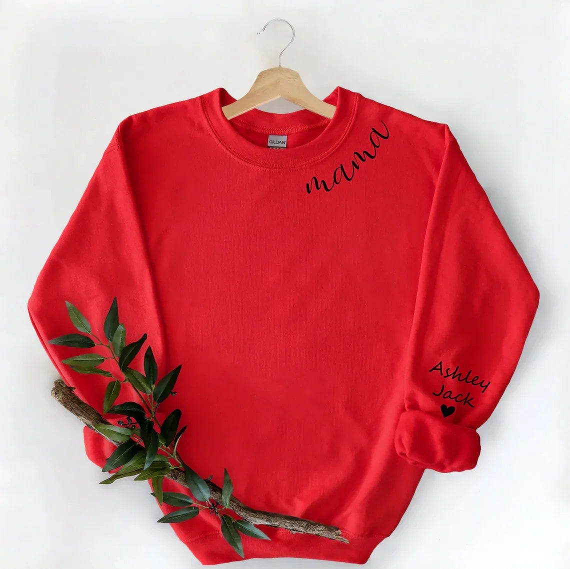 Custom Mama Sweatshirt with Kids Names Sleeve