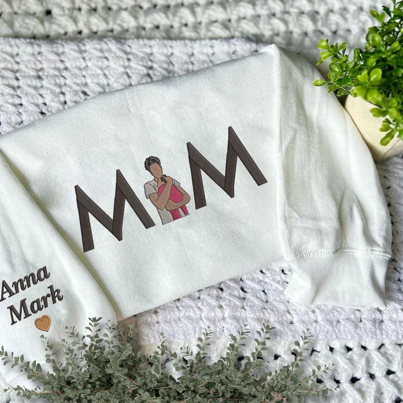 Custom Embroidered Mama Sweatshirt With Portrait From Photo