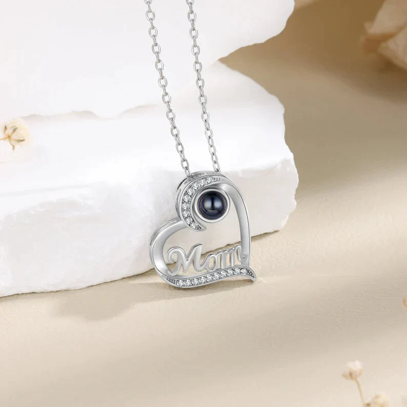 Custom Heart Photo Necklace for Mom